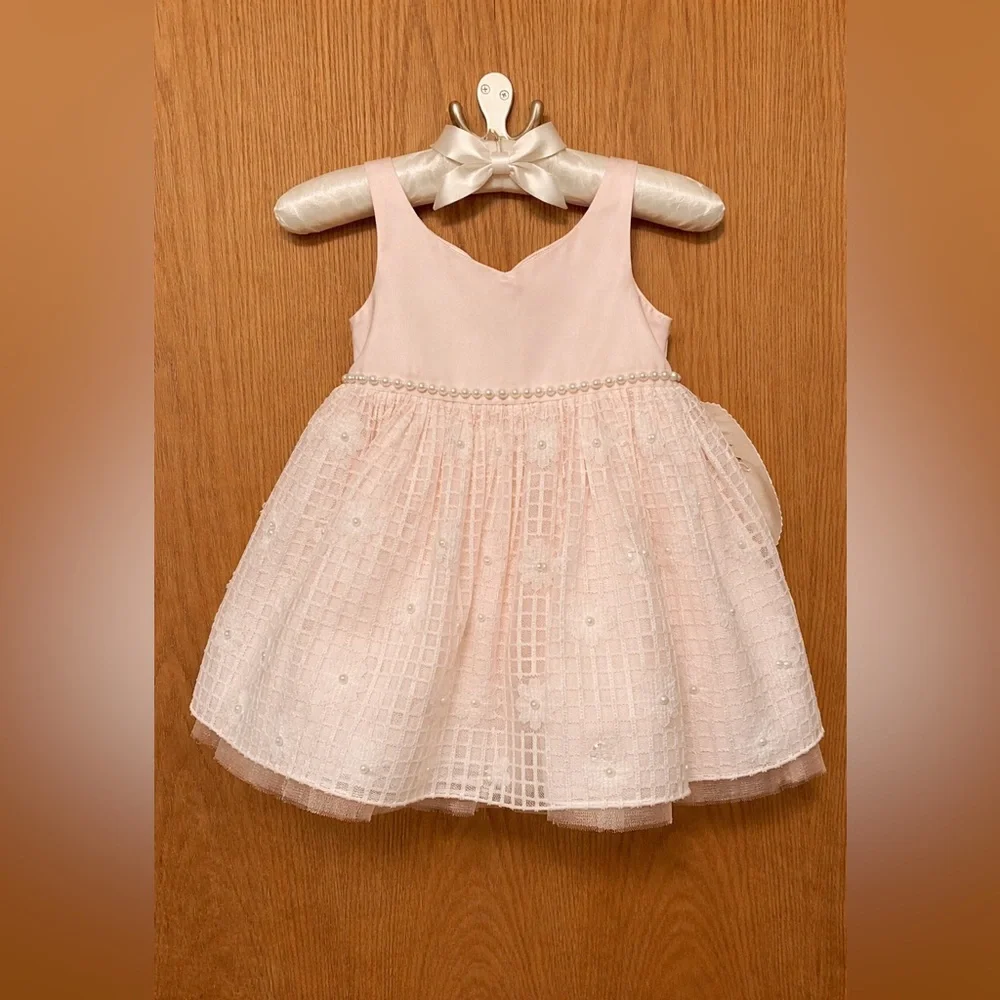 *NWT American Princess Sleeveless Blush Pink/Ivory Pink Tulle Party Dress 24 mo
